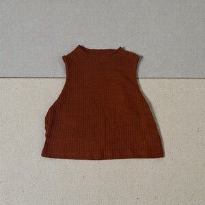 Sleeveless Ribbed Knit Top - Brown